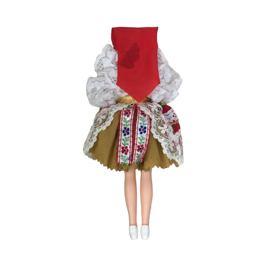 Collectible Brunette/Blue Eyed Doll Wearing Patterned Dress- Head, arms and eyes move. A+ Stuff A+ Stuff