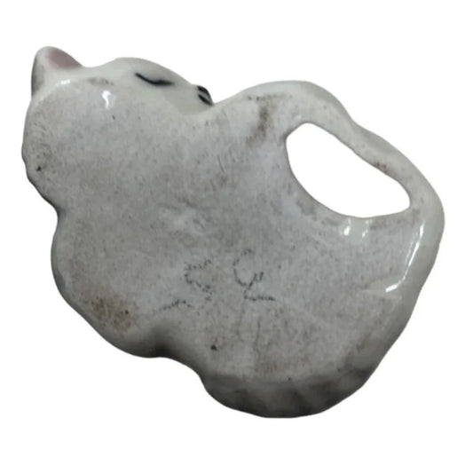 Small Miniature Gray and White Cat/Kitten Curled Up and Sleeping Figurine A+ Stuff A+ Stuff