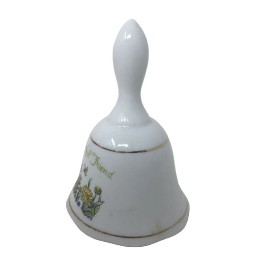 "To A Wonderful Friend" White Hand Bell with Butterflies and Flowers printed on it A+ Stuff A+ Stuff
