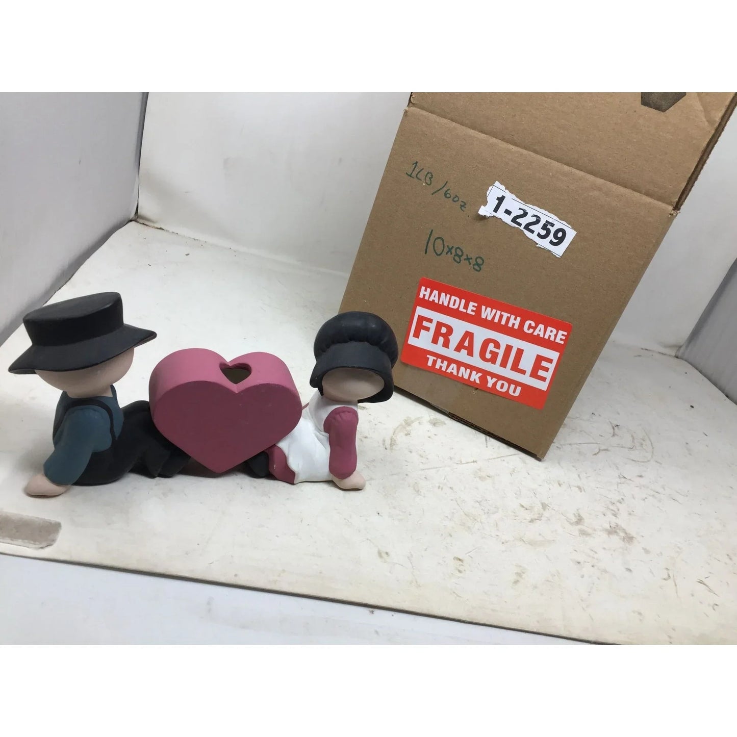 Unglazed Ceramic Country Couple Sitting Together w/ Heart - Cute Decor Piece! A+ Stuff A+ Stuff Vase or Holder