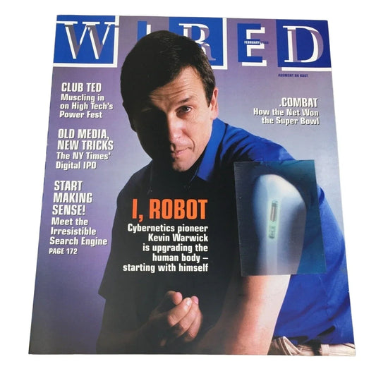 WIRED February 2000 Cybernetics Kevin Warwick Search Engines Magazine wired A+ Stuff