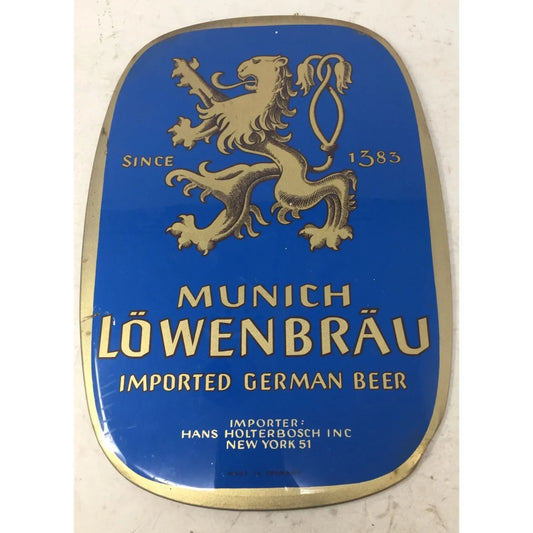 Vintage Munich Lowenbrau Imported German Beer Advertising Sign - A+ Stuff