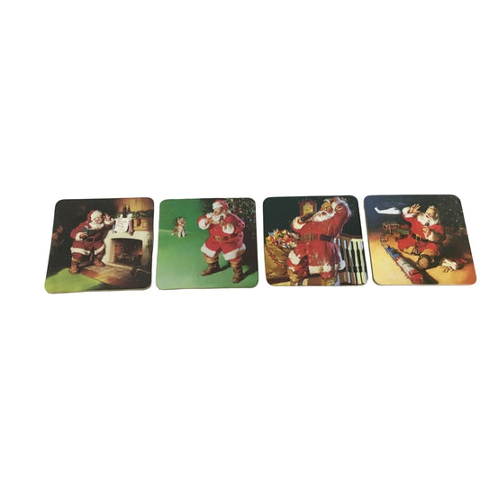 Vintage 1999 Set of 4 Coca Cola Santa Holiday Christmas Coasters - A+ Stuff