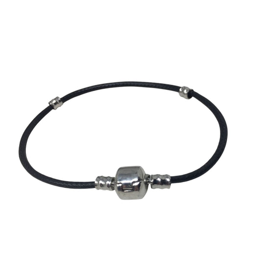 Women's Silver and Black Rope Bracelet