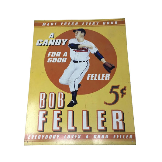 Vintage 1993 Bob Feller American Major League Baseball Player Tin Sign - A+ Stuff