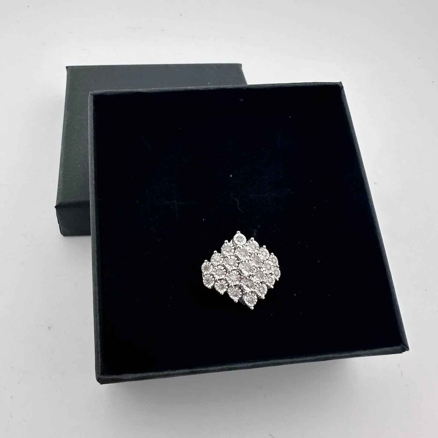 Beautiful 1/2 Carat Natural Diamond Cluster Ring in Sterling Silver - Diamonds Galore! - A+ Stuff