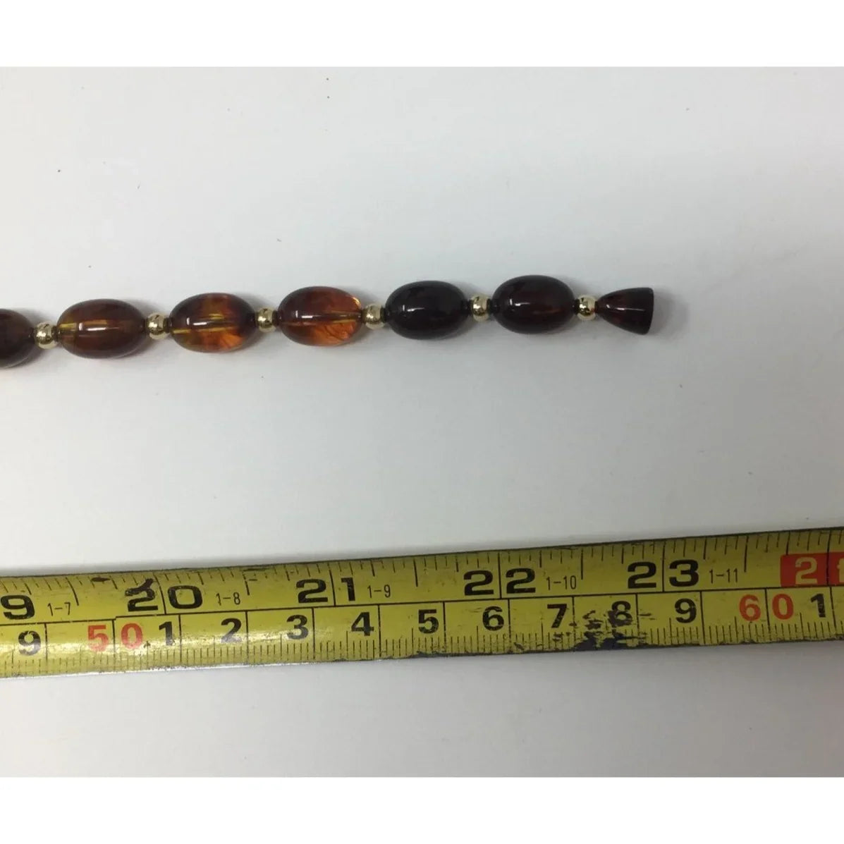 Vintage Amber Bead Necklace with Gold Accents and Screw Clasp - A+ Stuff