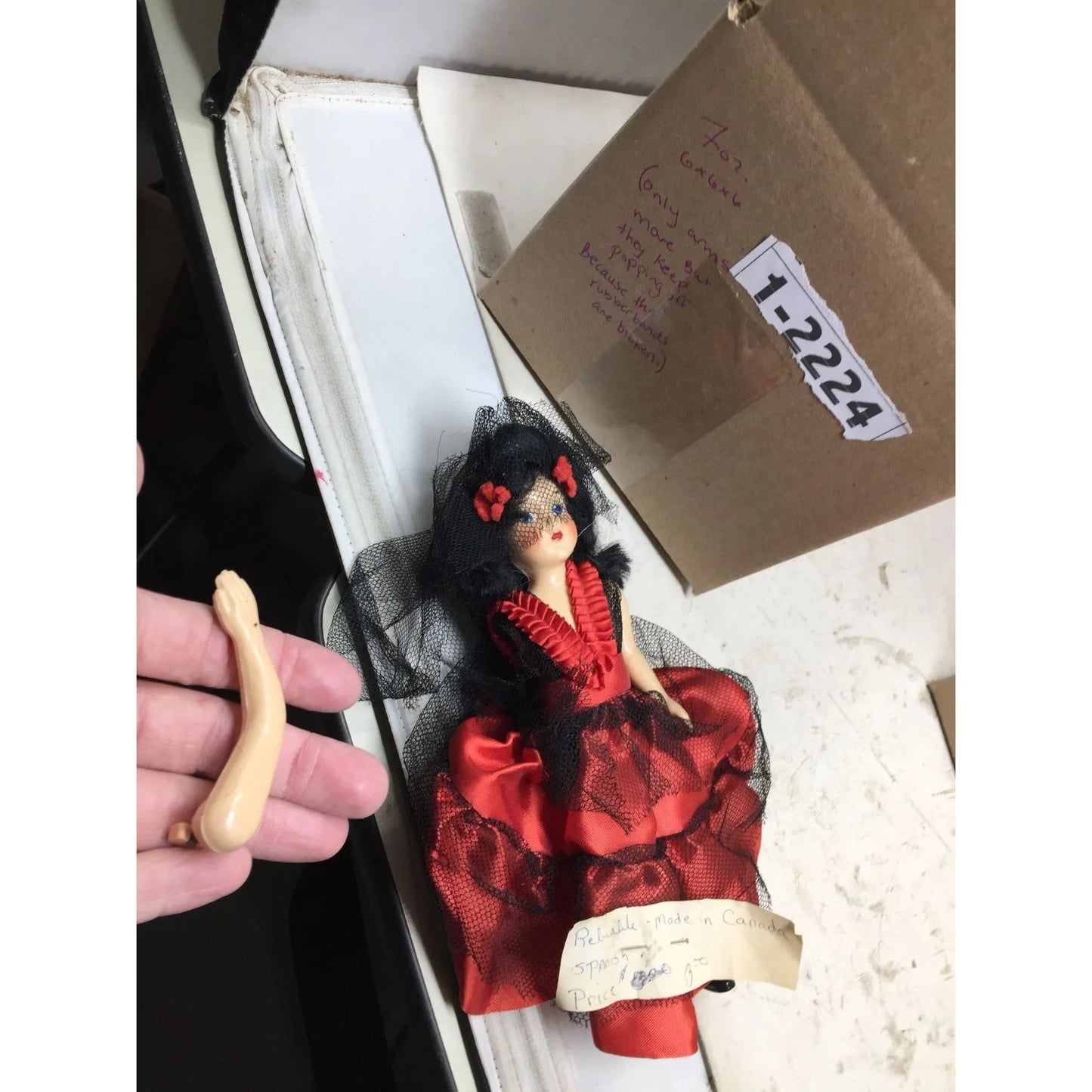 Vintage Collectible Spanish Dancer Doll Black Hair, Blue Eyes Wearing Red/Black Dress - Beautiful! A+ Stuff A+ Stuff Cultural Dolls