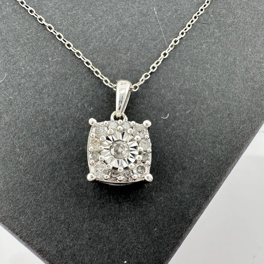 Radiantly Beautiful 1/2 ct Diamond Necklace - Sterling Silver with 18" Chain - A+ Stuff