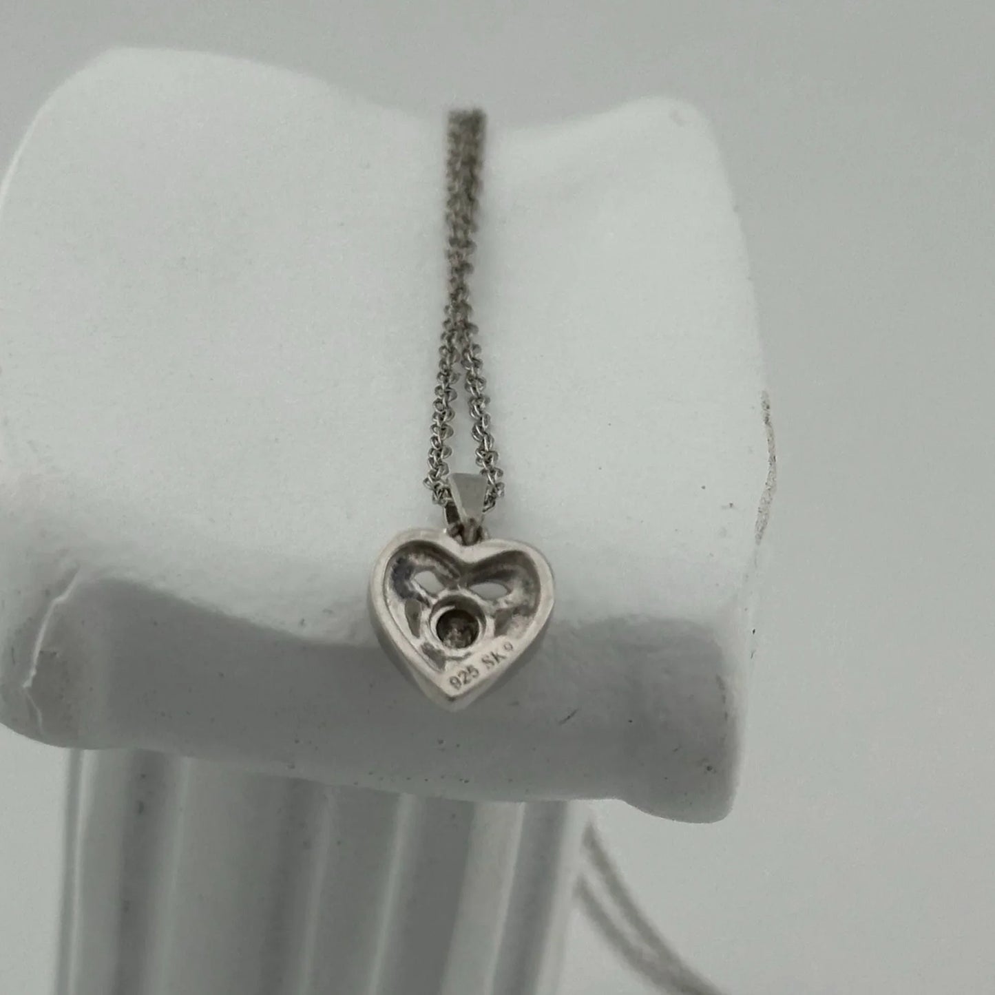 Beautifully Simple Heart Shaped Diamond Necklace - Sterling Silver Setting & Chain - - A+ Stuff