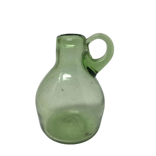 Vintage Small Green Handblown Flower Vase/Jug with Handle - A+ Stuff