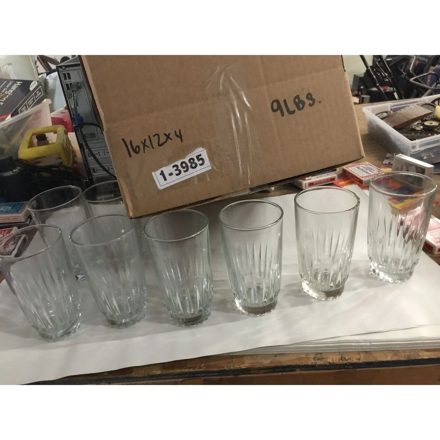 Set of 8 Clear Glass Drinking Glasses- Each glass is about 6 by 3 inches - A+ Stuff
