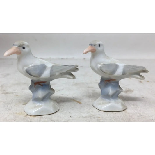 Two Small Miniature Ceramic Seagull Figurines- Made in Germany - A+ Stuff