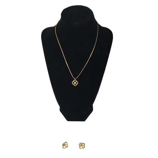 Women's Gold Toned Matching Flower Necklace and Earrings - A+ Stuff