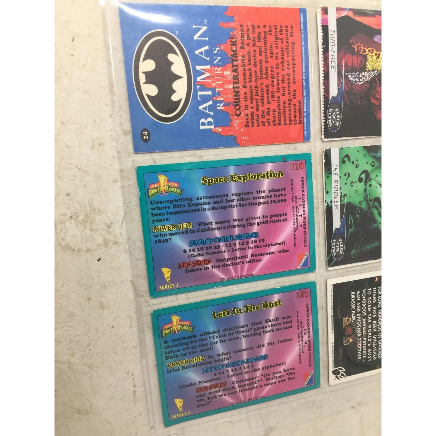 Jurassic Park Collectible Trading Cards (9 cards) - A+ Stuff