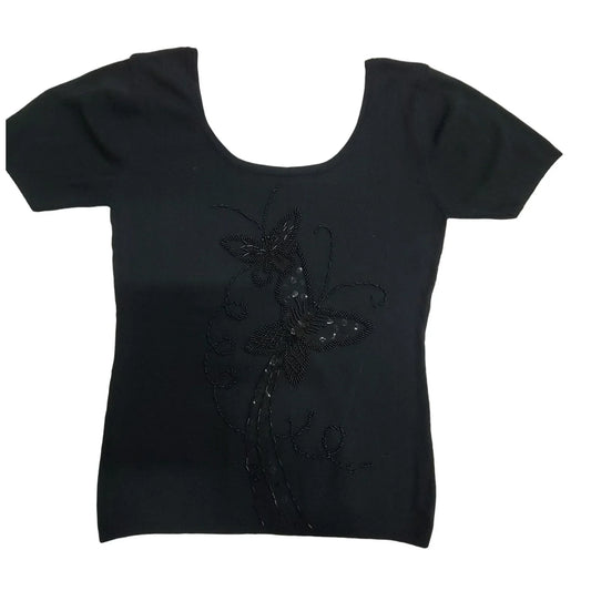Womens Black Scoop Neck Shirt Size Small-Medium - A+ Stuff