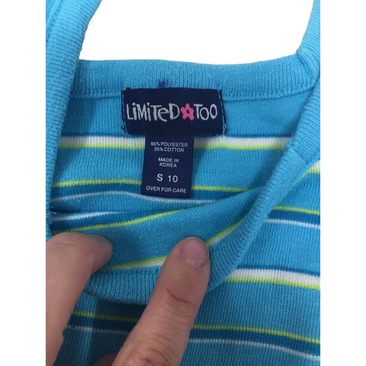 Limited Too Girl's Size 10 Tank top With White/Green/Blue Stripes limited too A+ Stuff