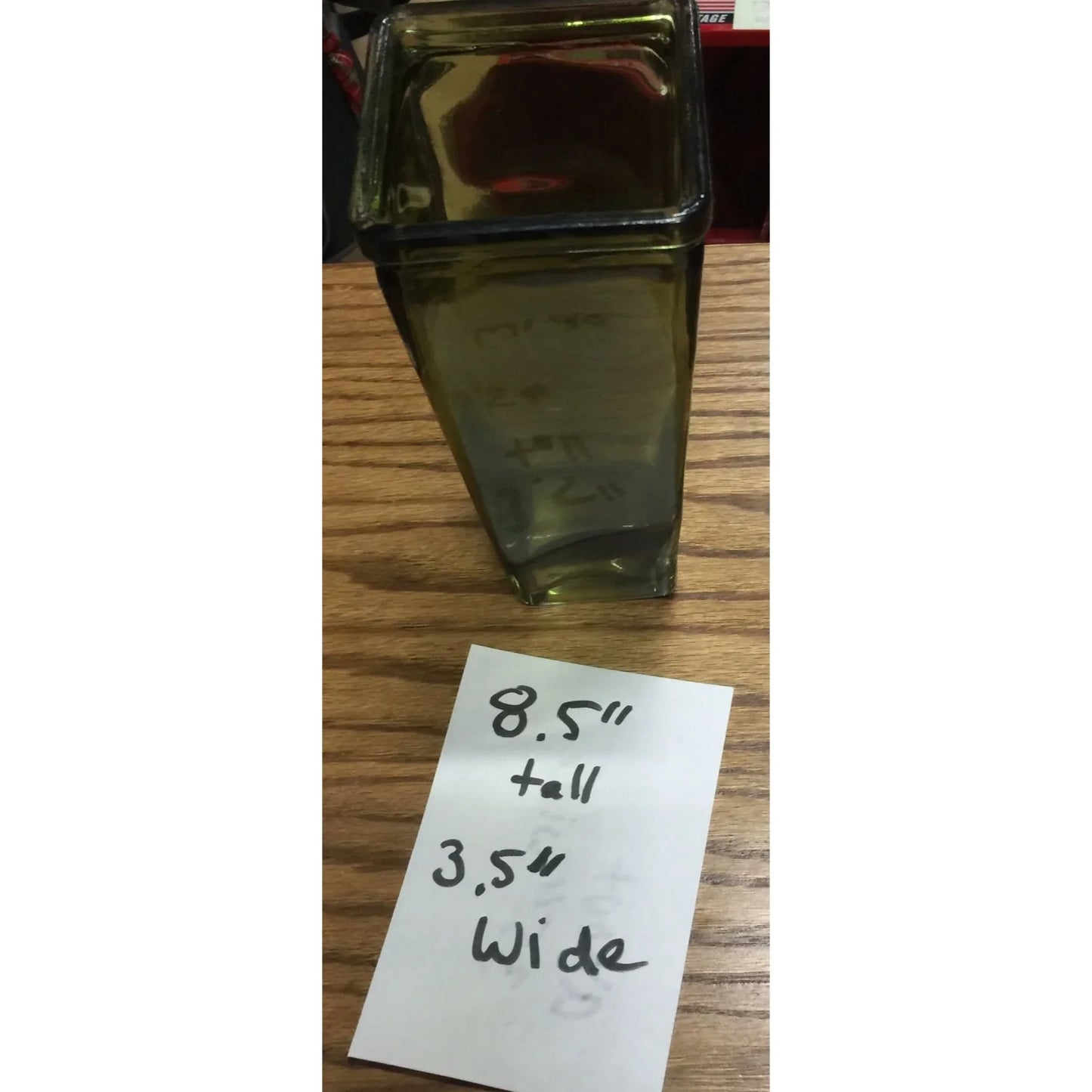 Tall 8.5'' Clear Green Glass Rectangular Flower Vase - A+ Stuff