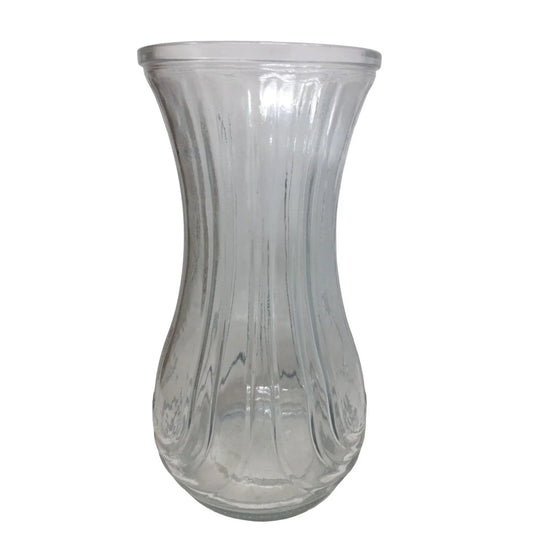 Vintage Hoosier Glass Vase- Tall/Clear Flower Vase Embossed Ribbed Design hoosier A+ Stuff