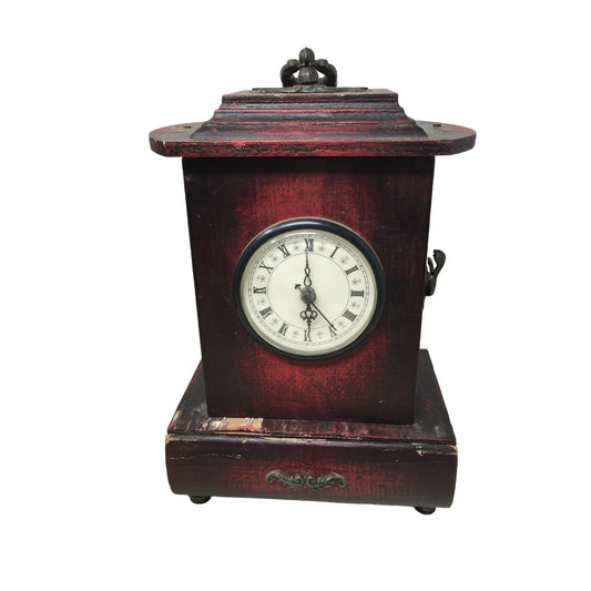 Vintage Battery Operated Wooden Clock with Storage Drawer- Working! - A+ Stuff