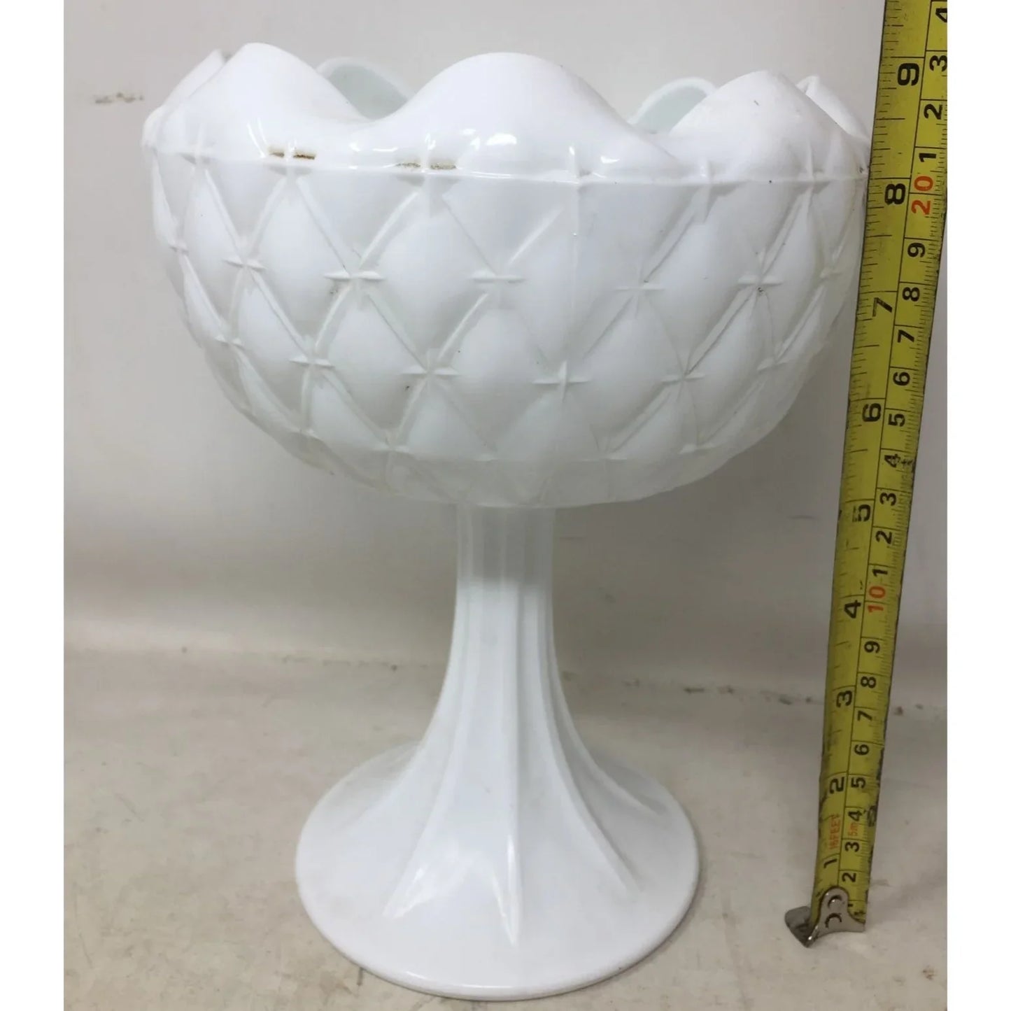 Vintage Indiana Glass Milk Glass Pedestal Oversized Footed Bowl - A+ Stuff