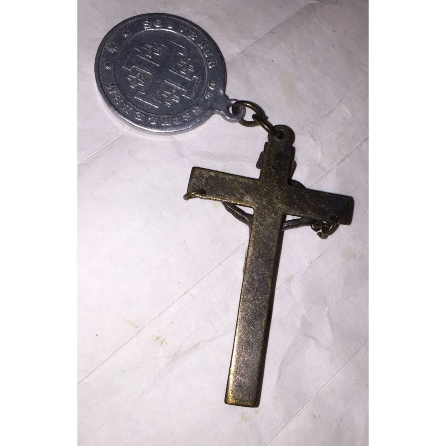 Vintage Religious Jesus on the Cross Souvenir De Bethlehem Pendant - A+ Stuff