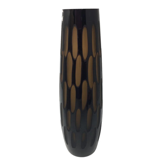 Vintage Black Slender Textured Glass Vase - 12'' Tall - A+ Stuff