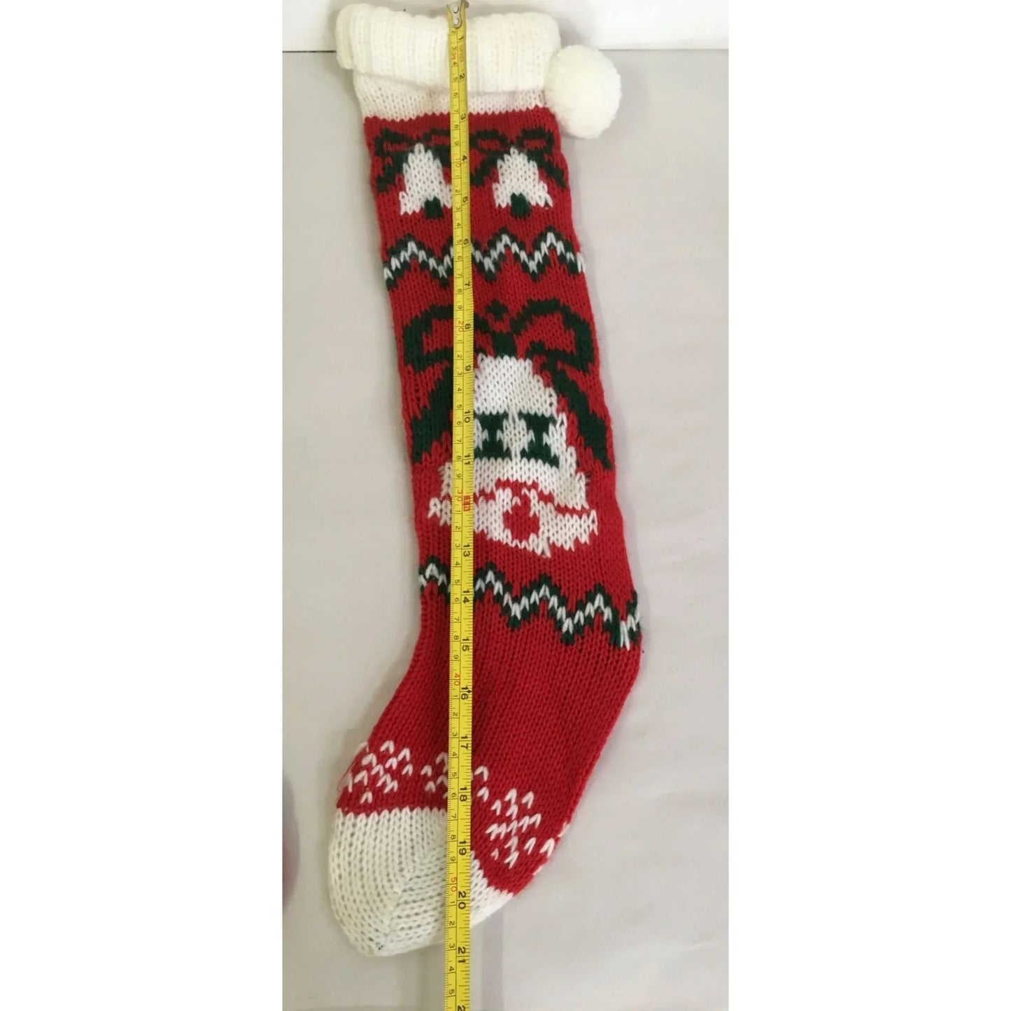 Two Knitted Christmas Holiday Stockings- Red, White, Green - A+ Stuff