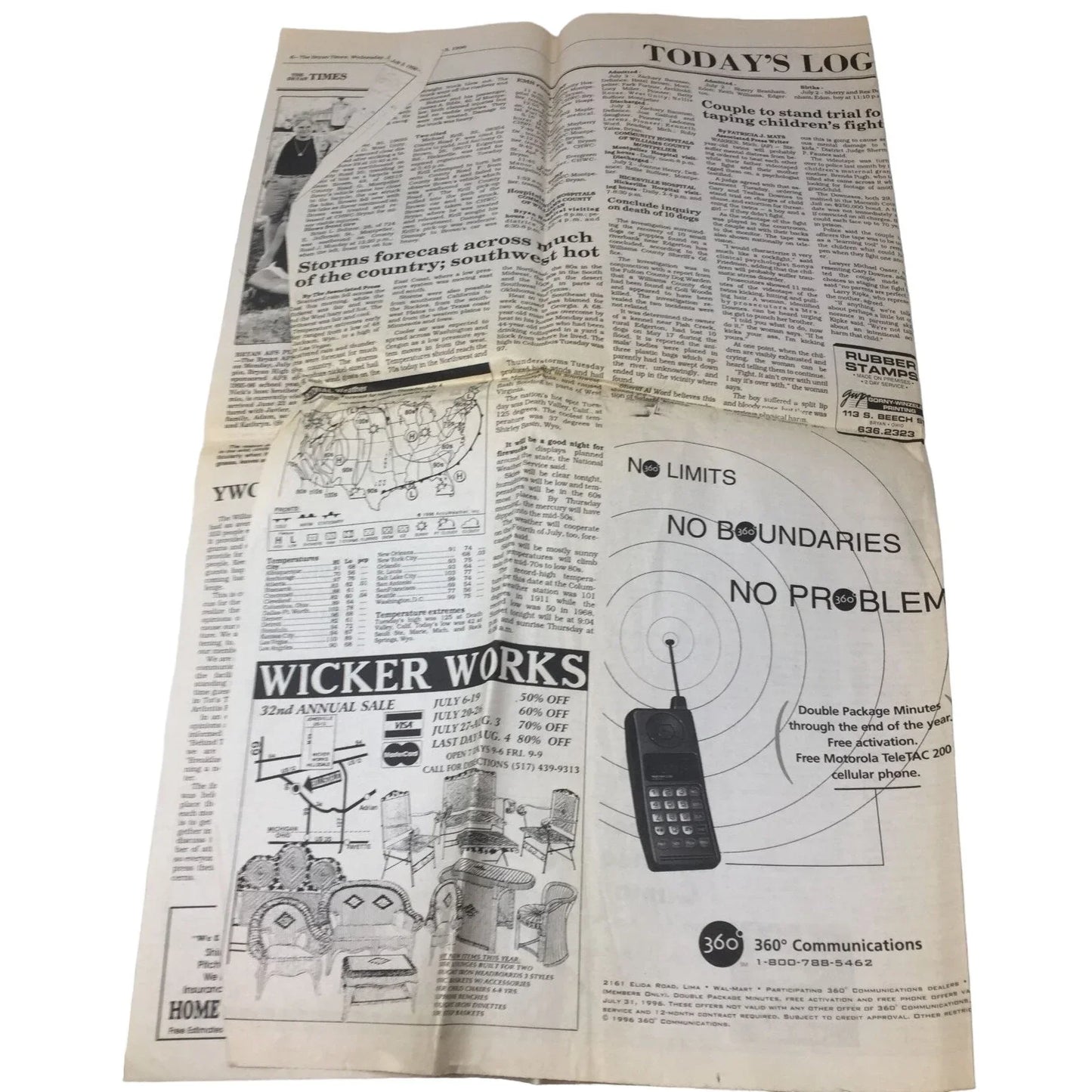 Vintage Newspaper- The Bryan Times July 3, 1996 - A+ Stuff
