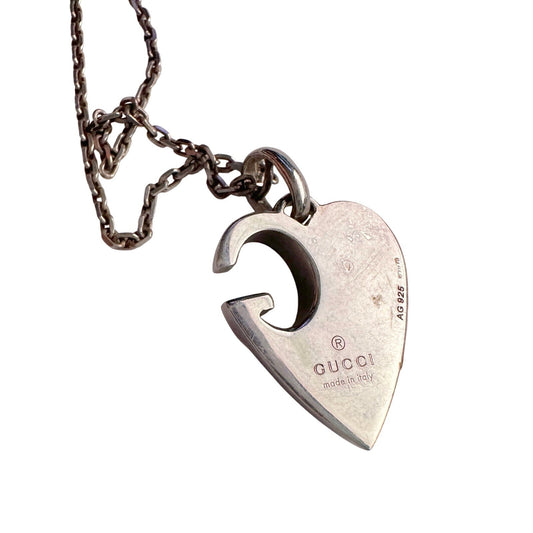 Gucci G Charlotte Heart in Solid Sterling Silver Gucci A+ Stuff Pendant with necklace
