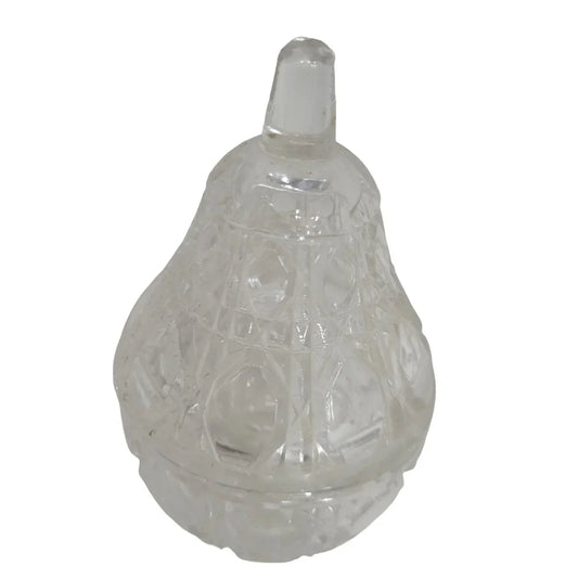Small Miniature Pear Shaped Cut Glass Lidded Vintage Trinket Dish - A+ Stuff