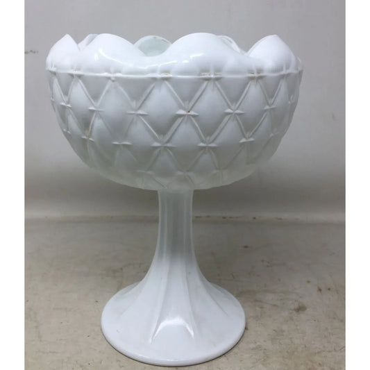 Vintage Indiana Glass Milk Glass Pedestal Oversized Footed Bowl - A+ Stuff