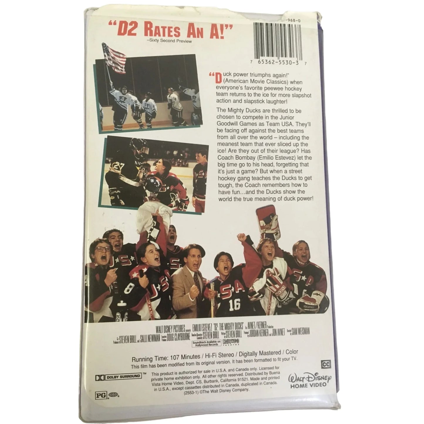 Walt Disney D2 The Mighty Ducks VHS Tape Movie with Case - A+ Stuff