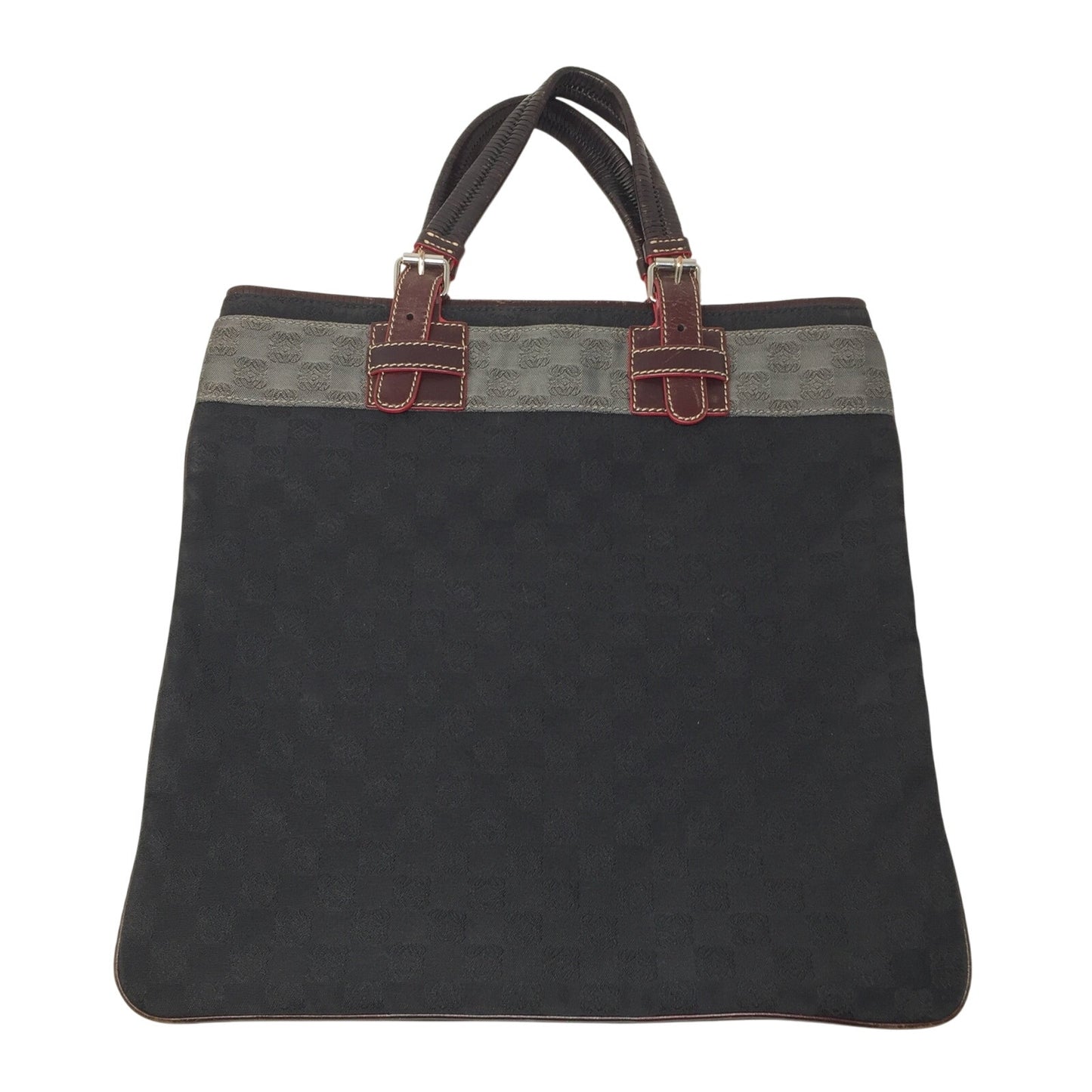 LOEWE - Leather-Trimmed Anagram Canvas Tote Black & Gray
