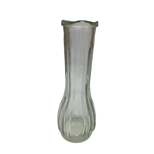 Short 6'' tall Ribbed Clear Glass Bud Vase - A+ Stuff