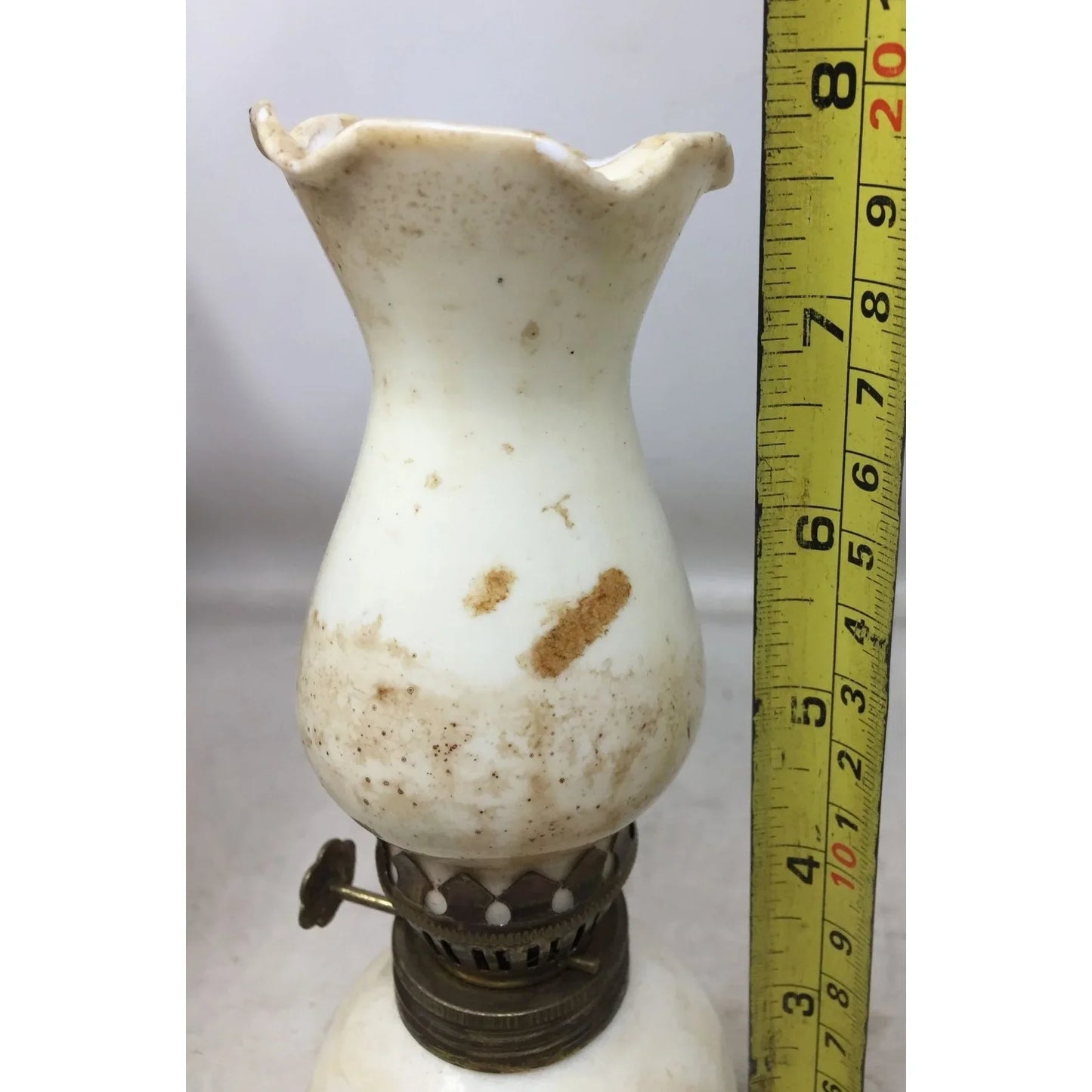 Vintage White Milk Glass Miniature Oil Kerosene Lamp Fluted Top - A+ Stuff