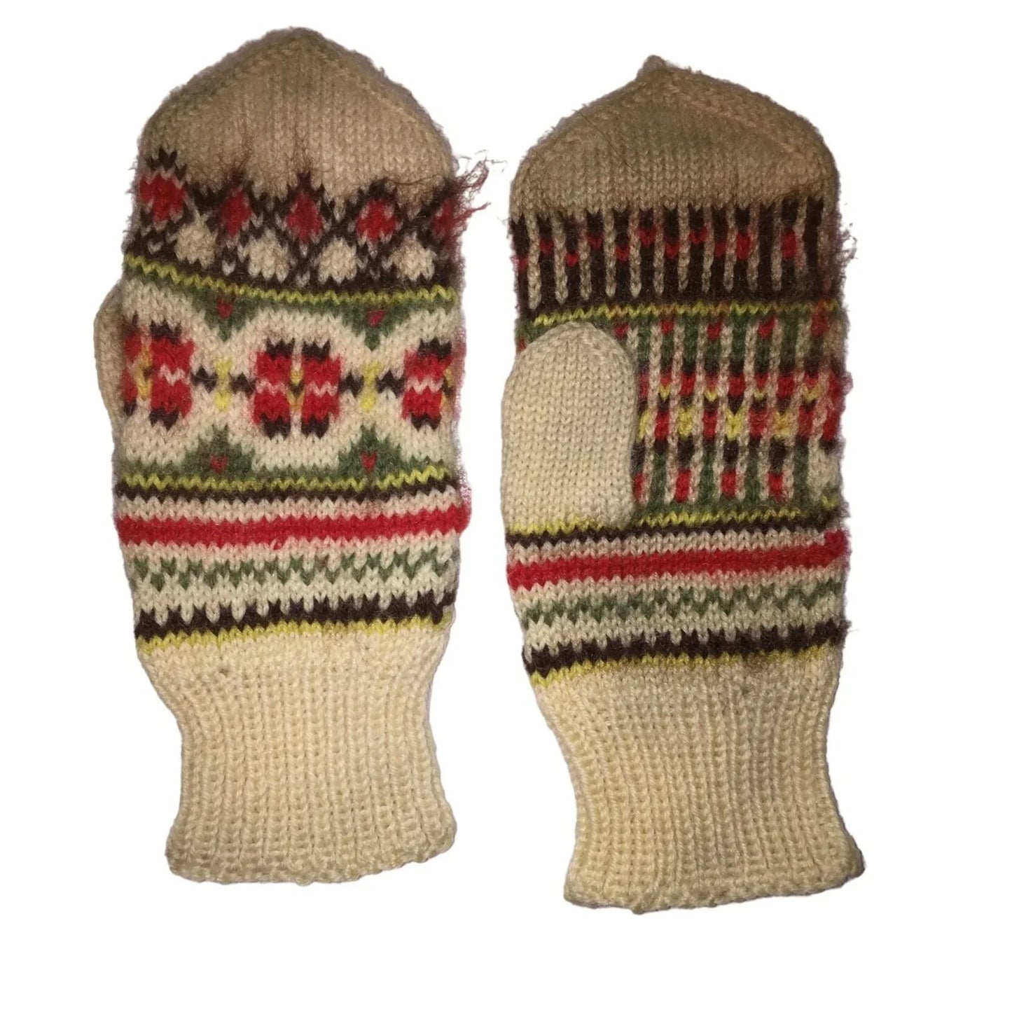 Unisex Christmas Winter Mittens - Green, Cream, Red, Yellow, Brown - A+ Stuff