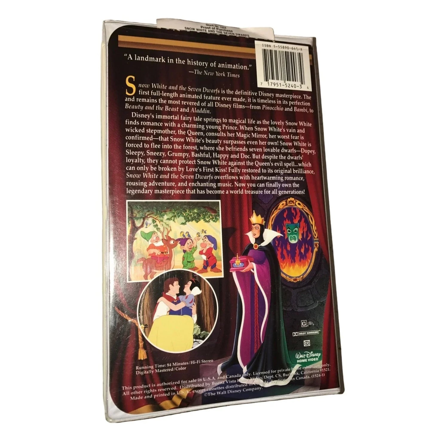 Walt Disney's Masterpiece Snow White And The Seven Dwarfs VHS Tape - A+ Stuff