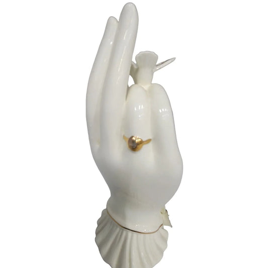 Porcelain Hand with Bird or Finger , Ring and Flowers at Wrist Gold Accents Mid-century Believed to be Lefton Lefton A+ Stuff