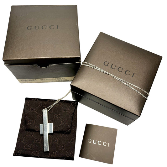 Gucci Cross Necklace with Boxes, Dust Bag & Document - 23" Chain