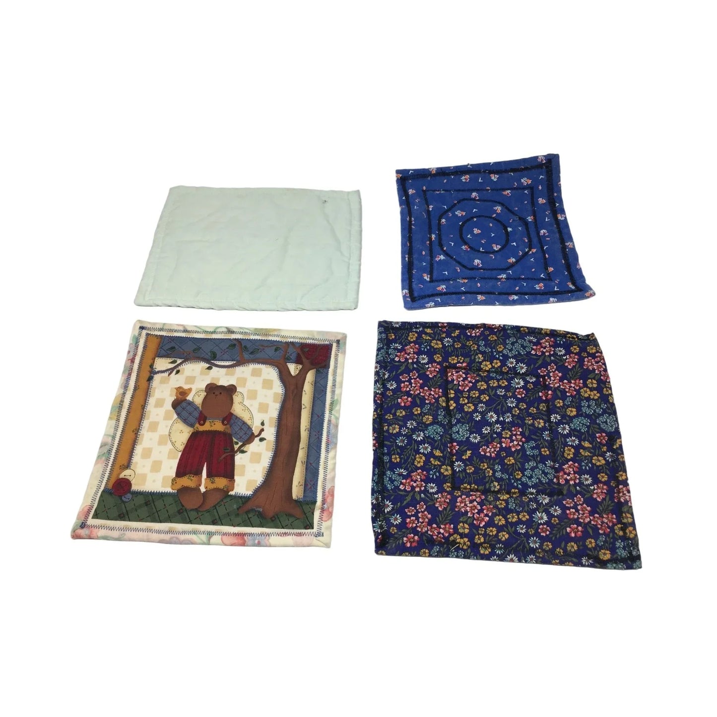 Set of 4 Colorful Patterned Square Handmade Quilt Patches - A+ Stuff
