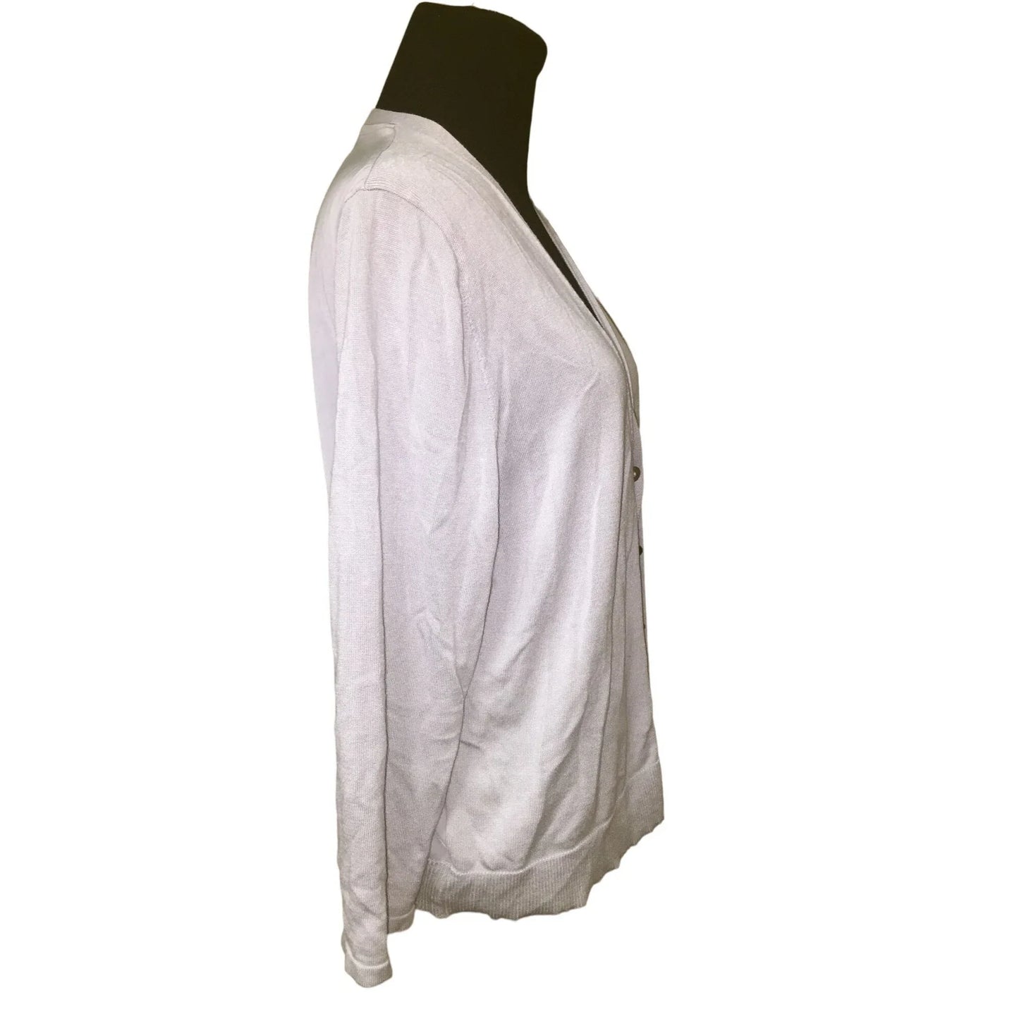 Womens Size Large Alfani Grey Button up Long Sleeve Cardigan - A+ Stuff