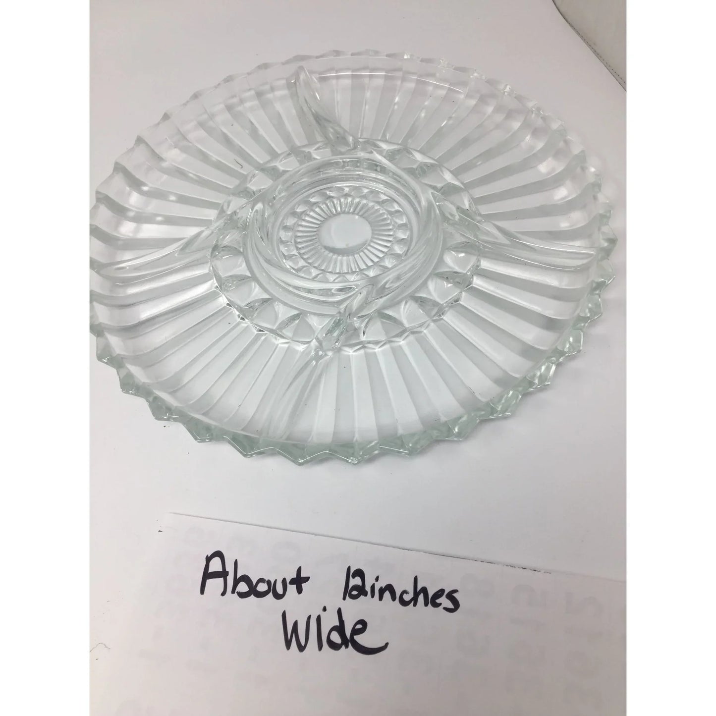 Vintage Clear Glass Divided Ribbed Serving Vegetable/Relish Tray Platter - A+ Stuff