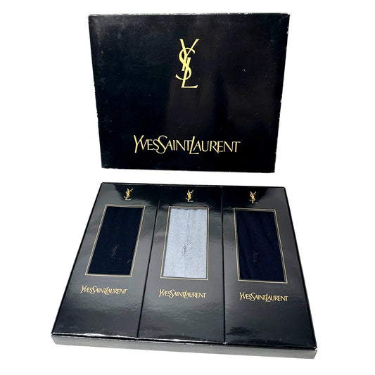 Yves Saint Laurent (YSL) Dress Socks Gift Set (Blue, Gray, Black)