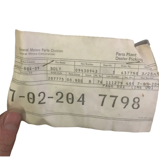Genuine NOS GM vintage Auto Part no 9430943 - BOLTS (Ujoint flange or yoke) - A+ Stuff