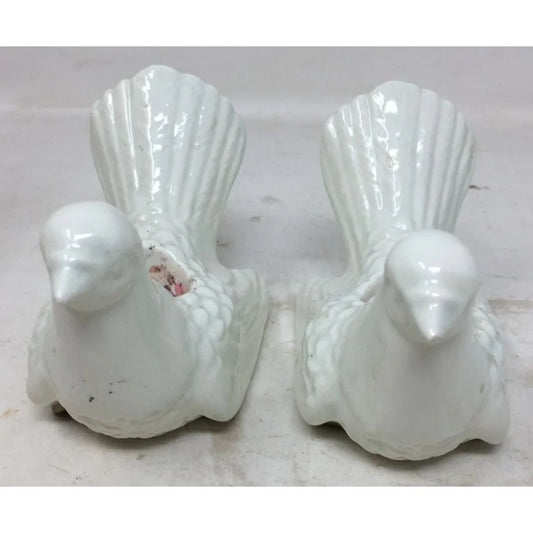 Two White Ceramic Bird Candle Holders A+ Stuff A+ Stuff