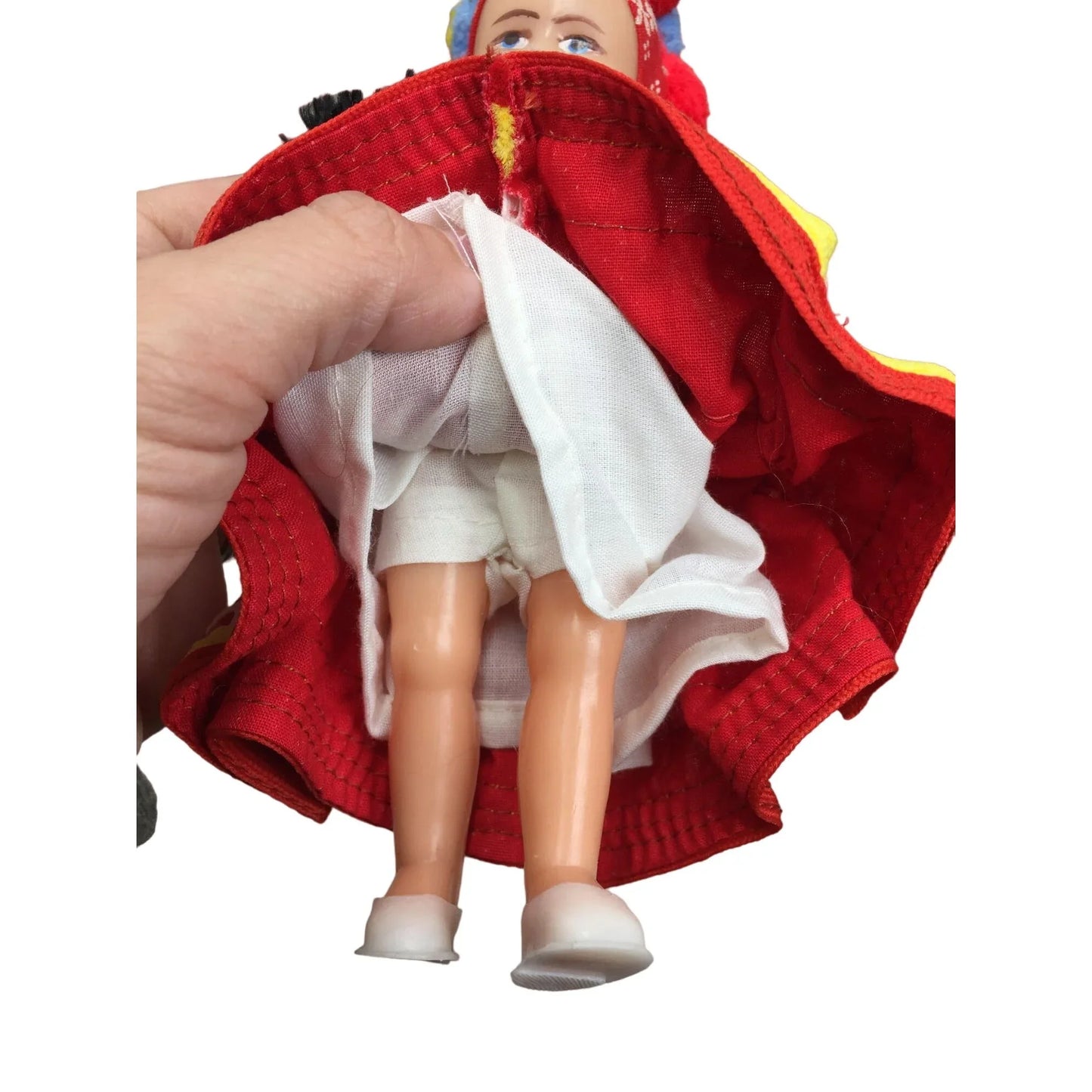 Vintage Collectible Hungarian Doll wearing Traditional Costume/Pompom Headdress/Apron A+ Stuff A+ Stuff