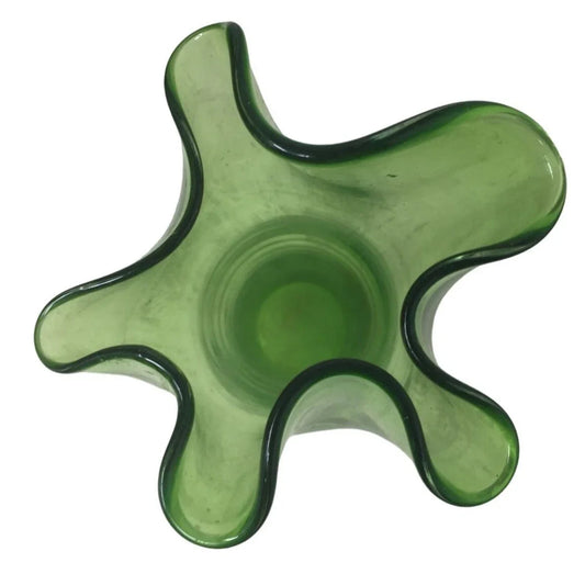 Vintage Looking Green Flower Vase with Scalloped Edges A+ Stuff A+ Stuff