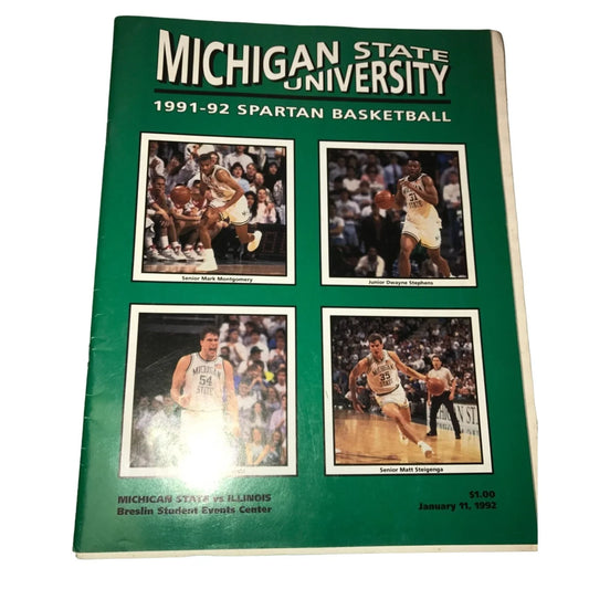 Michigan State Men's Spartan Basketball Vintage 1991-1992 Program - A+ Stuff