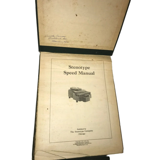 Stenotype Speed Manual 1936 - Vintage typing textbook- Published by The Stenotype Company - A+ Stuff